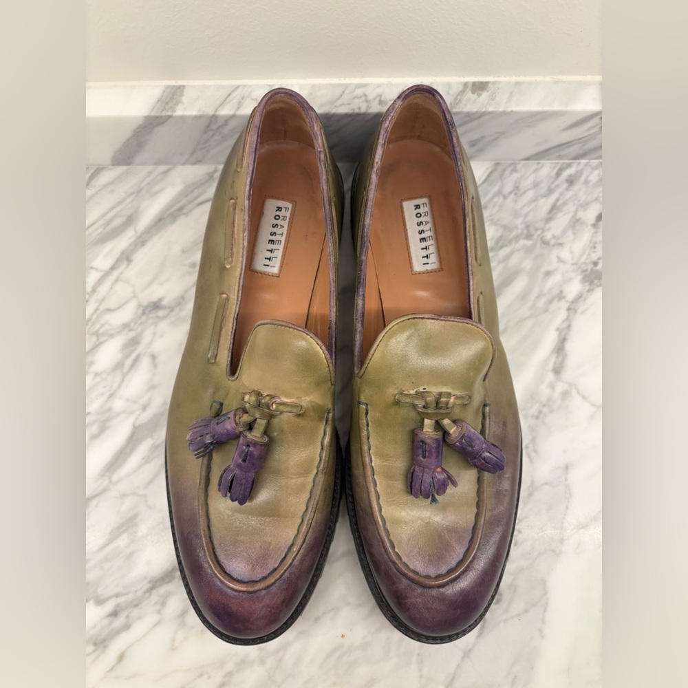 Fratelli Rossetti Green and Purple Loafers with Gradient Design - Picture 1 of 6